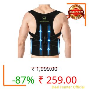 Anshelite India Premium Magnetic Back Brace Posture Corrector Therapy Shoulder Belt for Lower and Upper Back Pain Relief with Dual Metallic Plates at back Back Support Man & Woman (Free Size)