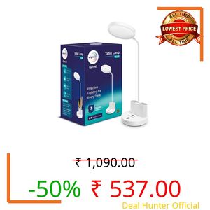 wipro ABS 5W Rechargable Table lamp 3 Grade Dimming (TL3), USB-C Charging|LED Portable Desk lamp for Study with Pen Stand|Easy Touch Control|Glare Free Lighting |Adjustable Light Head|Pack of 1