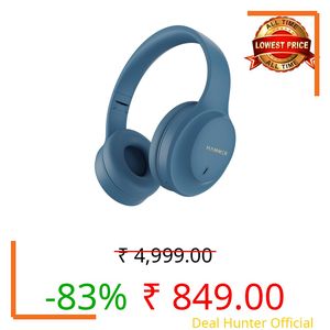 HAMMER Vibe ENC Bluetooth Headphone, 40mm Driver, Dual Pairing, 50hrs Playtime, Voice Assistant, BT V5.4, Game Mode, Soft Cushions, Lightweight Headphones for Music, Gaming and Calls (Blue)