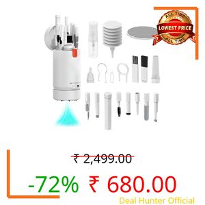 ZEBRONICS CK500 21-in-1 Multipurpose Cleaner kit, Vacuum Cleaner, for Smartphones, Tablets, Cameras, Laptops, Keyboards, Earphones, Refillable Spray Bottle, Type-C Charging (White)