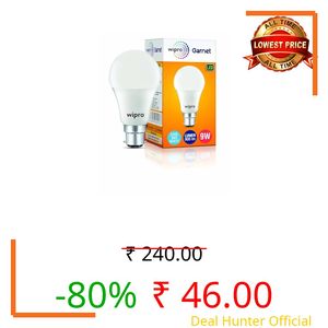 wipro Garnet 9W LED Bulb for Home & Office |Cool Day White (6500K) | B22 Base|220 Degree Light Coverage |4Kv Surge Protection |400V High Voltage Protection |Energy Efficient | Pack of 1