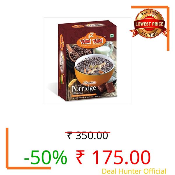 YUM YUM High Fiber Instant Roasted Porridge Chocolate Flavour with Proteins & Vitamins – 400gm (Pack of 2-200g Each) Nutritious Breakfast Cereals, (Daliya/Dalia)