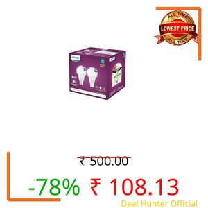 Philips 9-Watts Multipack B22 LED Cool Day White LED Bulb, Pack of 2, (Ace Saver)