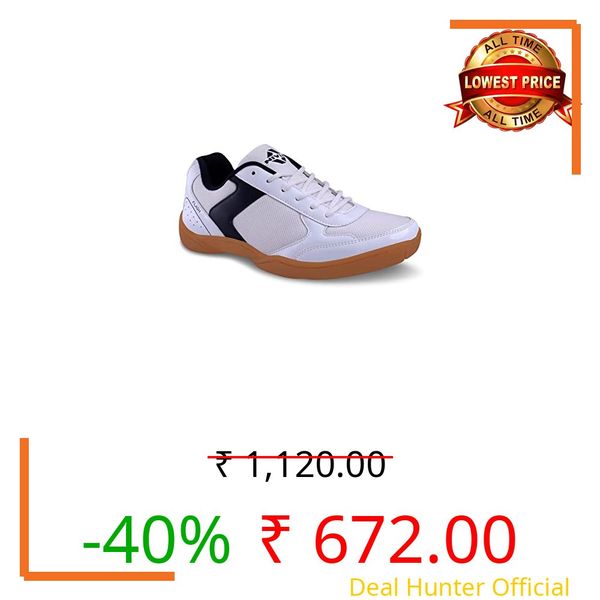 Nivia Flash Shoe Badminton Shoes for Mens, Rubber Sole with PVC Synthetic Leather Upper and mesh for Sports, Badminton, Volleyball, Squash, Table Tennis, (White Blue) UK - 11