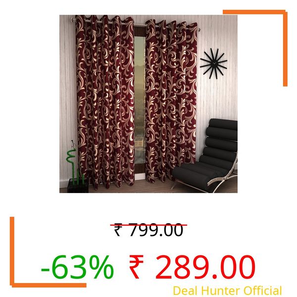 Home Sizzler 2 Piece Eyelet Polyester Window Curtain - 5ft, Maroon