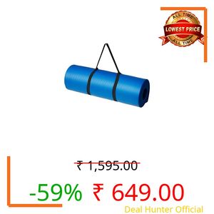 Amazon Basics 13mm Extra Thick NBR Yoga and Exercise Mat with Carrying Strap, Blue