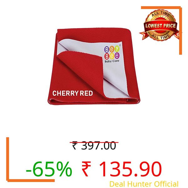 Beybee Premium Quick Dry Mattress Protector Baby Cot Sheet - Medium (Red)