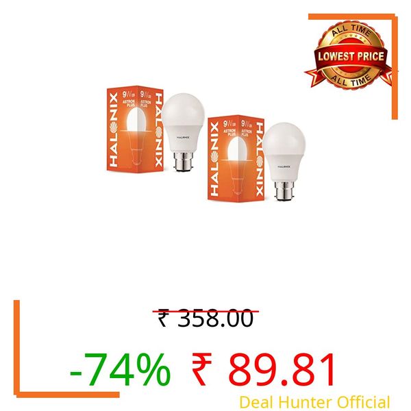 Halonix 9-Watt LED Bulb Astron Plus Base B22 (Cool Day Light) Pack of 2