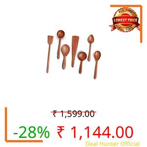 The Indus Valley Neem Wood Compact Flip/Spatula/Ladle for Cooking Dosa/Roti/Chapati | Kitchen Tools | No Harmful Polish | Naturally Non-Stick | Handmade (Set of 7), 30 Centimeter