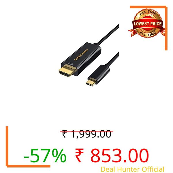 CableCreation TYPE C to HDMI Cable, USB C to HDMI 4K@30Hz Cable Adapter for Home Office Laptop, Monitor, TV, Compatible with MacBook Pro, iPad Pro, Surface Book, XPS, Galaxy S22/S20, Black 10FT