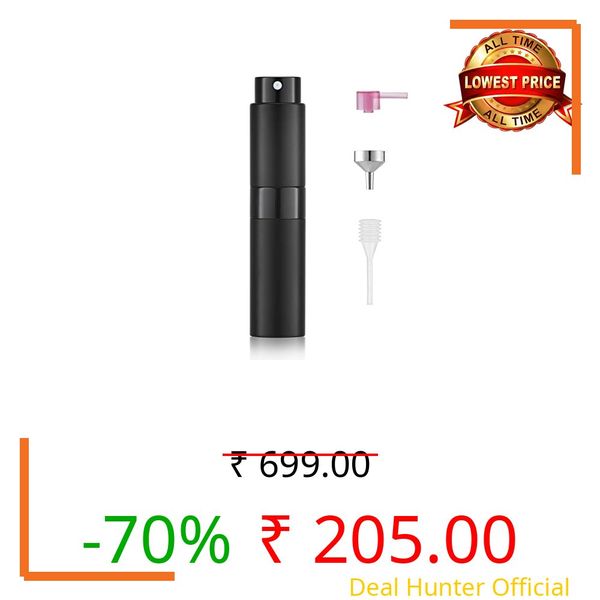 Toureal 10 ml Empty Refillable Bag Spray, Perfume Atomizer, Refill Spray Bottle, Travel Sprayer (Black)