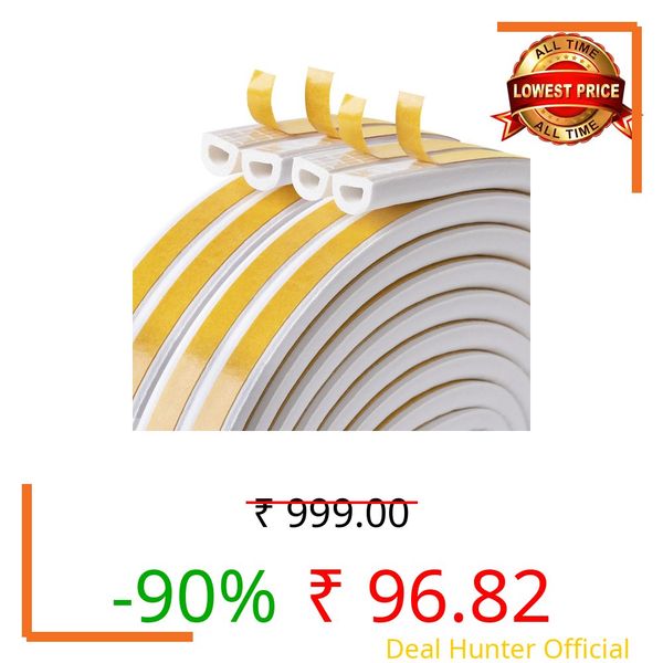 CloudBuyer Weather Stripping For Door,Insulation Weatherproof Doors And Windows Soundproofing Seal Strip,Collision Avoidance Rubber Self-Adhesive Weatherstrip,2 Pack,Total 33Feet Long (White)