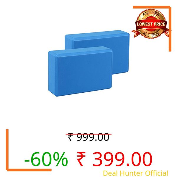 EXERZ Yoga Blocks 2Pcs Gym Bricks High Density Eva Foam (Blue)