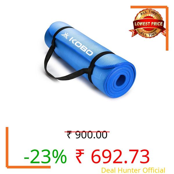 Kobo NBR Athletica Yoga Mat- Multi-use Thick Exercise Mat, Non-slip and Anti-tear. Great for Hot Yoga and the Gym, Home Workout, Pilates, Physio, and Camping. Includes Carrying Strap. Perfect for Men & Women (8 mm, Blue)