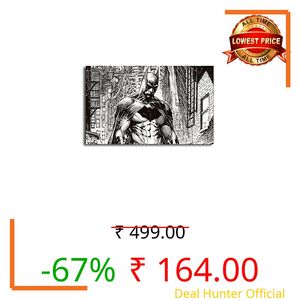 PIXELARTZ Wall Poster Batman Artwork Black & White Superhero Movie Posters HD Quality for Home, Office, Restraunt, Kids Room, Wall, Door Decor Multicolor (358)