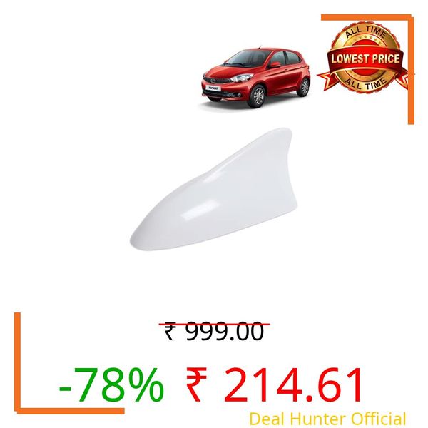 KINGSWAY Accessories Shark Fin Car Antenna Universal Size and Compatible with Tata Tiago Year 2016 to 2020, Car Radio FM AM, DIY Easy Replacement Original Car Antenna, 1 Piece, White Color