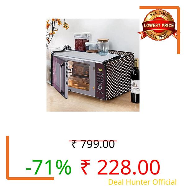 Glassiano Polka White and Black Printed Microwave Oven Cover for LG 32 Litre Convection Microwave Oven MC3286BRUM, Black
