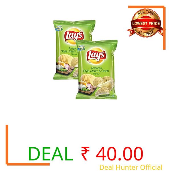 Lay's Spar Combo -Potato Chips - American Style Cream and Onion, 52Gram(Pack of 2) Promo Pack