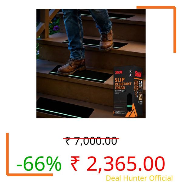 S&X Outdoor Stair Treads Non-Slip 5-Pack, 6" x 24" with Glow-in-The-Dark Stripe Heavy Duty Anti Slip Tape for All Slippery Surfaces - Weather Resistant Grip Tape for Stairs, Steps