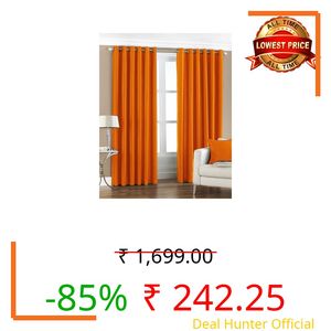 Exporthub 2 Piece Polyester Blend Eyelet Solid Window Curtain - 6ft, Orange