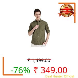 Amazon Brand - Symbol Men's Solid Regular Fit Full Sleeve Cotton Casual Shirt (AW-SY-MCS-1129_Olive_Medium)
