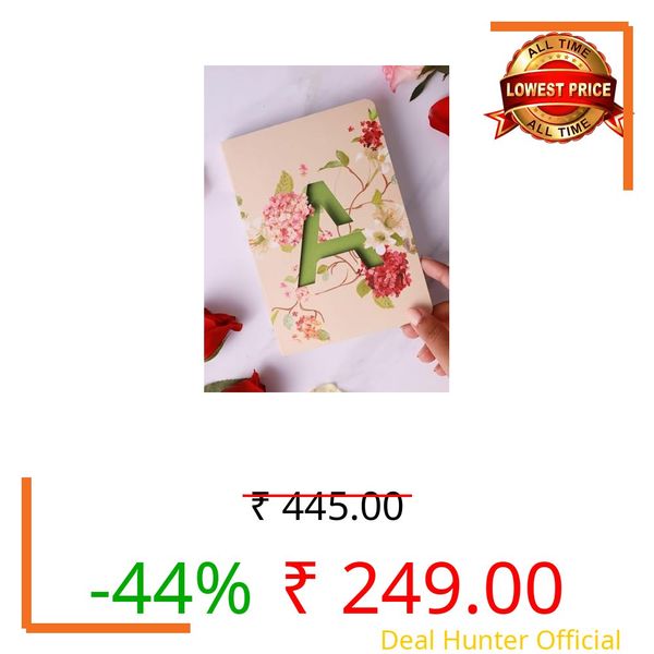 DOODLE Initial A Premium Soft Bound Notebook Diary for Girls and Women (B6, 80 GSM, 192 Ruled Pages) Floral Design
