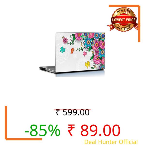 PIXELARTZ Laptop Skins Fractal Flowers 15.6 Inches Laptop Skins/Stickers for Dell-Lenovo-Acer-HP (6097)