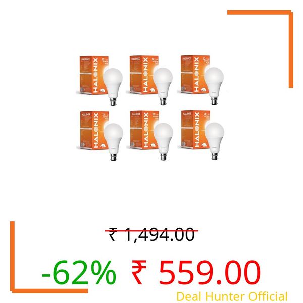 Halonix Astron Star Base B22 12-Watt LED Bulb (Pack of 6, Cool White)