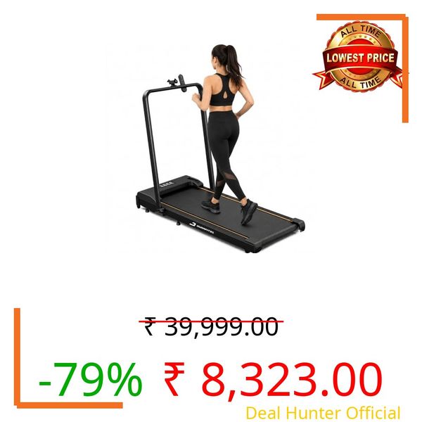 Durafit91™ Dash 2.5HP Peak BLDC Motor Treadmill with Mobile Stand & Remote Control |100 kg User Capacity | 8 km/h Max Speed | LED Display with Foldable Under-Desk Design | Home Use