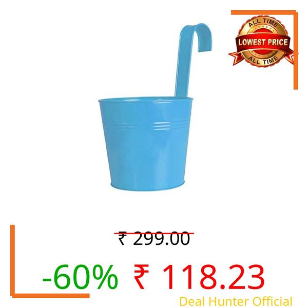 TrustBasket Plain Round Railing Planters/pots- Teal