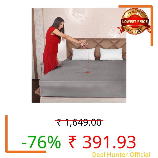 AVI Terry Cotton Ultra Soft Waterproof Bed Mattress Protector Single Size 78x36 inch | Breathable Washable Elastic Fitted Mattresses Cover for Single Size Bed (6.5x3 feet, Grey - Fit On 2-10 Inch)