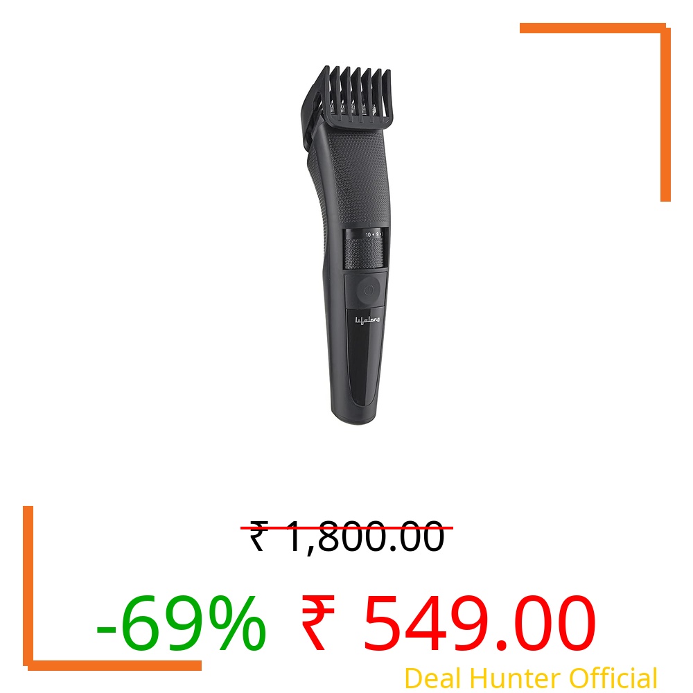 Lifelong Beard Trimmer for Men | Quick Charge (2 Hours) | Runtime: 60 Mins | 20 Length Settings | Cordless | USB Charging | 1 Year Warranty (LLPCM07) - Black