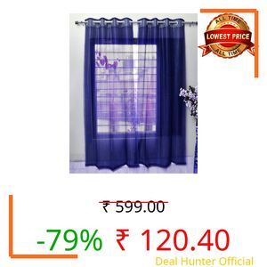HFI Tissue Transparent Net Sheer Curtain- 7 feet, Door, Navy Blue, Pack of 1