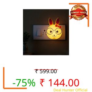 Ascension Rabbit Shaped Night Light 2 Watt LED Nursery Lamp, Soft Warm Light Automatic Sensor Nightlight for Kids Bedroom, Hallway, Bathroom Decor Birthday Party Return Gifts Item (Yellow)
