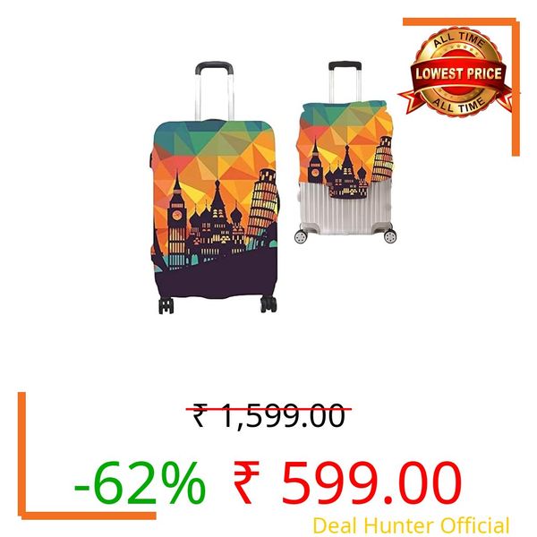 Handcuffs Luggage Cover Trolley Travel Covers, Washable Dust Proof Anti-Scratch Suitcase Protector (Multi Color Yellow, S (18"-22"))