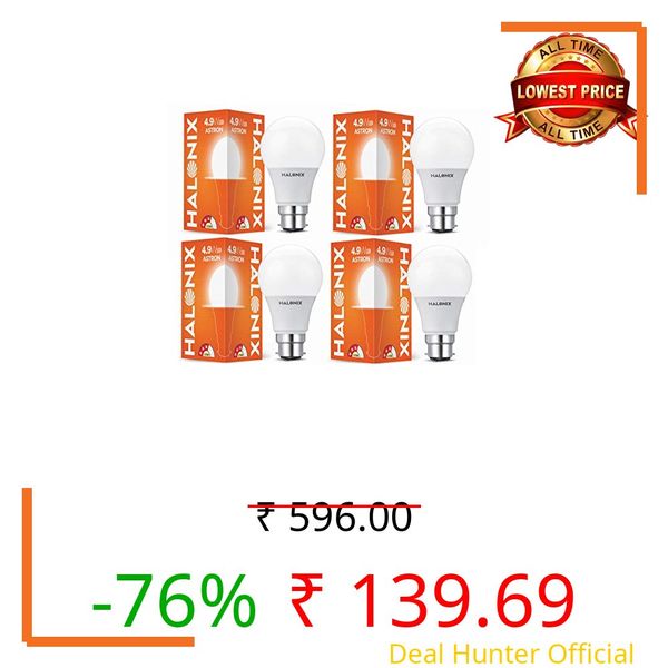 Halonix 4.9-watt Base B22 Led Bulb (Pack of 4, White)