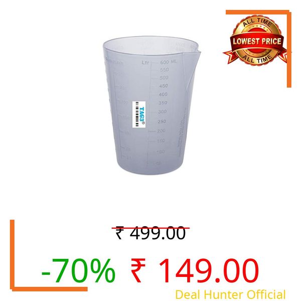 TAG3 ® Professional Plastic Measure Cup Glass for Kitchen Cooking Baking & Measuring Solids and Liquids | 600 ml | 2 1/2 Cups - Transparent