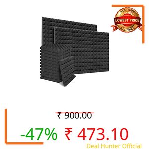 YGM Acoustic Foams® Pyramid Acoustic Panels 12" X 12" X 2", 38 Kg/m³ Premium Grade Studio Noise, Echo Reduction and Absorption, 3D Structure (Charcoal Black) (Set of 5)