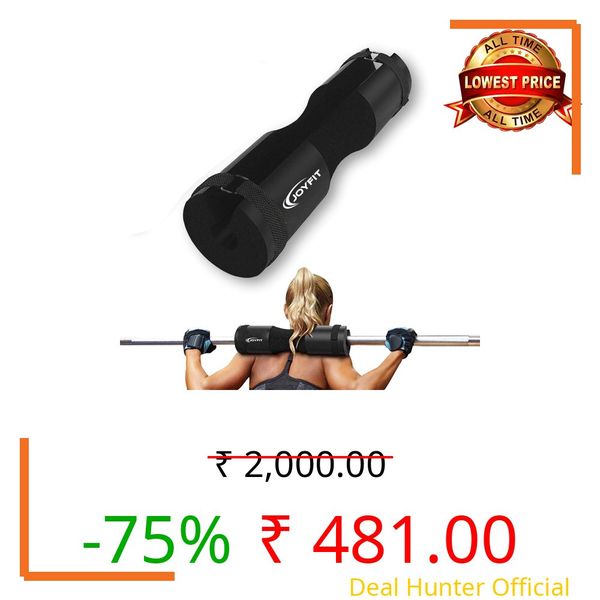 Joyfit - Barbell Pad for Weight Lifting | Squat Pad for Weight Bar with Straps | Hip Thrust Pad for Neck and Shoulder | Protective Squat Pad for Gym with Thick Foam Cushion (Black)