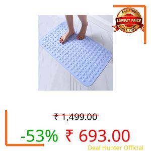Lifekrafts PVC Soft-Pebble Bathroom Mat| Anti Slip & Anti Skid Mat for Bathroom, Non Slip Bath & Shower Mat with Suction Cups, Textured Pebble Surface Machine Washable (88 × 58) CM Blue