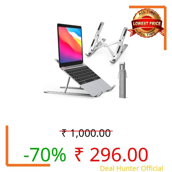 ivoler Tabletop Laptop Stand, Adjustable Aluminum Laptop Computer Stand Tablet Stand,Ergonomic Foldable Portable Desktop Holder Compatible For MacBook Air Pro, Dell XPS, HP, Lenovo More 10-15.6 White