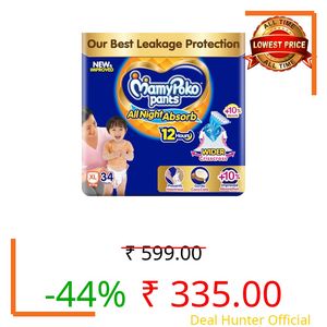 New Mamypoko Pants Premium All Night Absorb| Pant Style Baby Diapers X- Large Size(XL), 34 Count, Ideal for 12-17Kgs|1 Diaper= Upto All Night Absorption now with 10% increased power|Wider Crisscross Sheet|Gentle Coco Care| 12hr Leakage Protection| Prevents Heaviness.