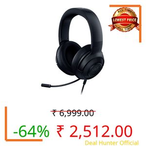 Razer Kraken X Lite Ultralight Wired Gaming Over Ear Headset: 7.1 Surround Sound Capable - Lightweight Frame - Bendable Cardioid Microphone - for PC, Xbox, PS4, Nintendo Switch - Classic Black