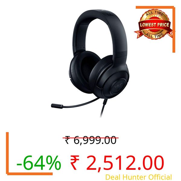 Razer Kraken X Lite Ultralight Wired Gaming Over Ear Headset: 7.1 Surround Sound Capable - Lightweight Frame - Bendable Cardioid Microphone - for PC, Xbox, PS4, Nintendo Switch - Classic Black