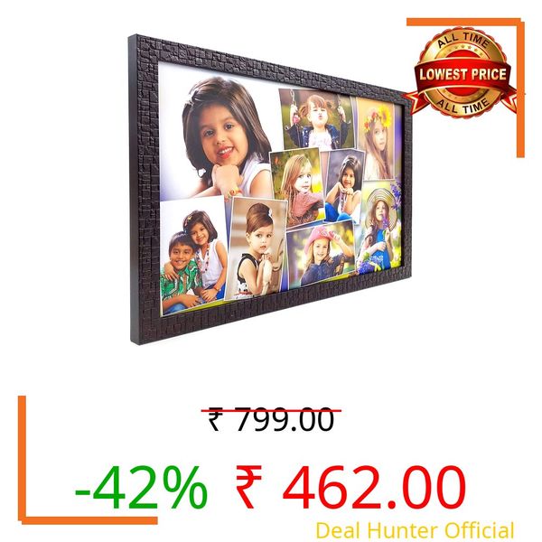 AJANTA ROYAL Wood Personalized Collage Photo Frames For Walls Decoration for Birthday, Anniversary and all occassions (10" X 15" Inch, Metallic), Rectangular