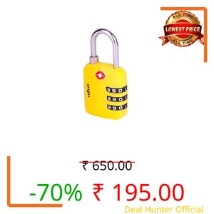 VIAGGI 3 Dial Travel Sentry Approved Security Luggage Resettable Combination Number Padlock - Yellow