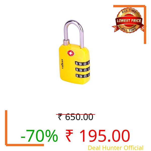 VIAGGI 3 Dial Travel Sentry Approved Security Luggage Resettable Combination Number Padlock - Yellow