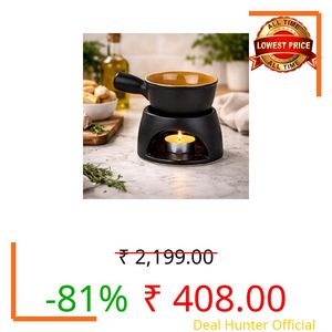 Pure Source India Ceramic Fondue Burner, Aroma Burner Ceramic Oil Diffuser, Home Bedroom Decor Christmas Housewarming Gift, Black