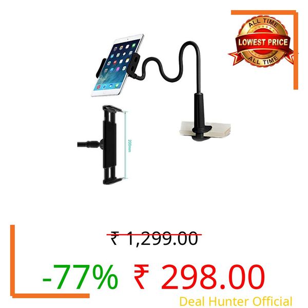 GVEFIVME Gooseneck Tablet Holder, Universal Tablet Stand : 360 Flexible Lazy Arm Holder Clamp Mount Bracket Bed for 4.7~10.5" Pad Air Pro mini,Tablet, Phone, more Devices (Black) 1