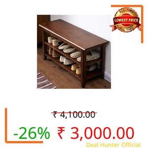 ACRO Brown Wooden Storage Bench, 31.5"L x 11.8"W x 16.5"H, 550 lbs Capacity, Classic Style, Entryway Bench with Storage